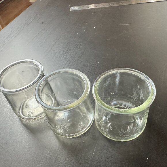 Set of 3 Clear Glass Mini Pots DIY Crafts Planter Repurposed Yogurt Jars - Picture 4 of 7
